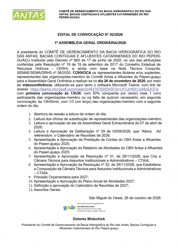 Comit&ecirc; Antas convoca organiza&ccedil;&otilde;es-membro para Assembleia Geral Ordin&aacute;ria