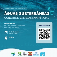Comitê Itapocu abre inscrições para a capacitação &quot;Águas Subterrâneas, Conceitos, Gestão e Experiências&quot;