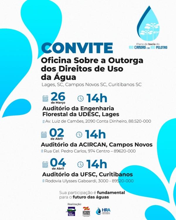 Plano de Recurso Hídricos dos rios Canoas e afluentes catarinenses do Rio Pelotas entra na etapa final