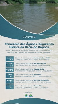 Apresentações do Panorama das Águas e a Segurança Hídrica da Bacia do Itapocu nas Câmaras de Vereadores dos Municípios da Bacia