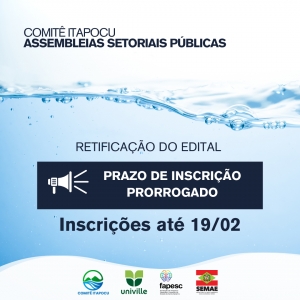 Prorrogação do prazo de inscrição para Assembleias Setoriais Públicas