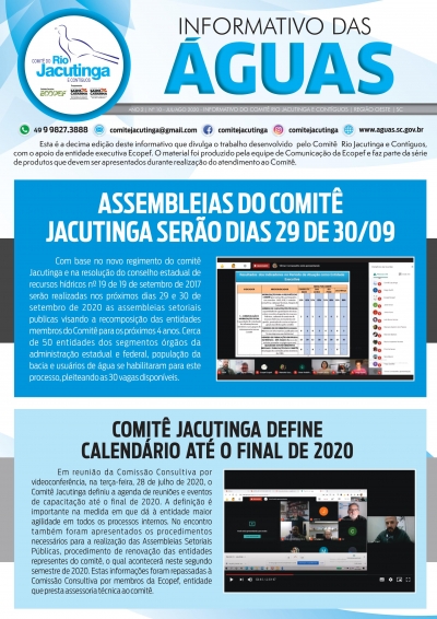 Informativo das Águas - Bimestre 04/2020 - Comitê Jacutinga