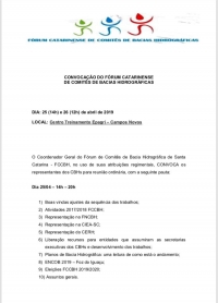 CONVOCAÇÃO DO FÓRUM CATARINENSE DE COMITÊS DE BACIAS HIDROGRÁFICAS