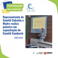 Representante do Comitê Cubatão e Madre realiza palestra em capacitação do Comitê Camboriú