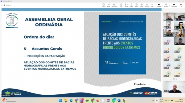 Comit&ecirc; Timb&oacute; aprova processo eleitoral e discute desafios da gest&atilde;o dos recursos h&iacute;dricos