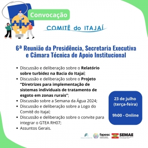 Convocação! 6ª Reunião da Presidência, Secretaria Executiva e Câmara Técnica de Apoio Institucional