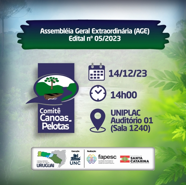 Comitê Canoas e Pelotas convoca 4ª Assembleia Geral Extraordinária de 2023