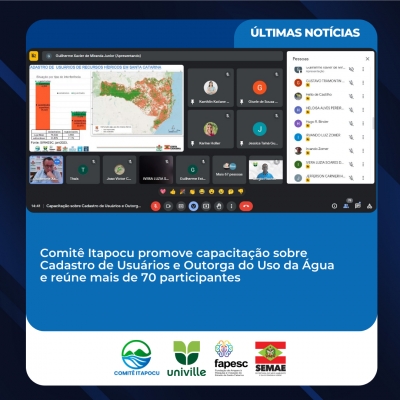 Comitê Itapocu promove capacitação sobre Cadastro de Usuários e Outorga do Uso da Água e reúne mais de 70 participantes