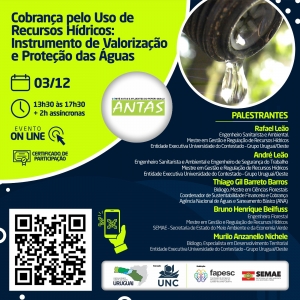 Inscrições abertas para o curso “Cobrança pelo Uso de Recursos Hídricos: Instrumento de Valorização e Proteção das Águas”