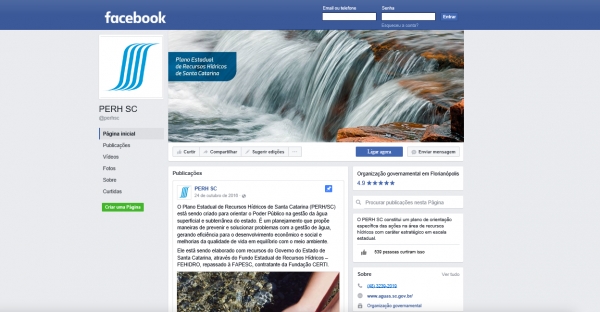 Plano Estadual de Recursos Hídricos de Santa Catarina lança página no Facebook