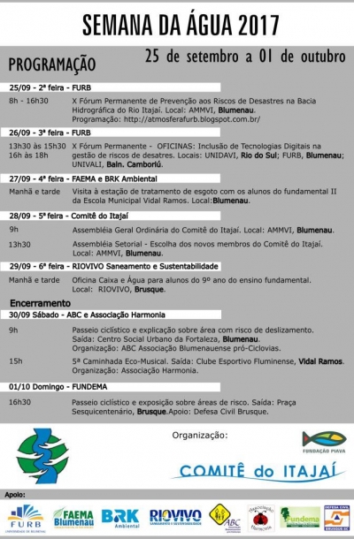 Programação da Semana da Água 2017