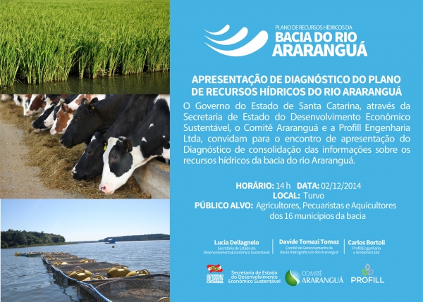 ENCONTRO REGIONAL TURVO - APRESENTAÇÃO DE DIAGNÓSTICO DO PLANO DE RECURSOS HÍDRICOS DO RIO ARARANGUÁ.