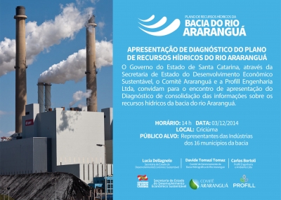 ENCONTRO REGIONAL EM CRICIUMA - APRESENTAÇÃO DE DIAGNÓSTICO DO PLANO DE RECURSOS HÍDRICOS DO RIO ARARANGUÁ