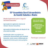 Convocação para a 15ª AGE do Comitê Cubatão e Madre