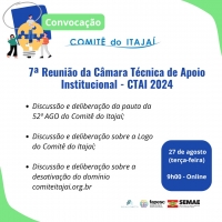 Convocação 7ª Reunião da Câmara Técnica de Apoio Institucional - CTAI 2024
