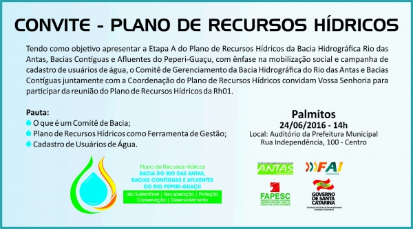 Reunião no município de Palmitos - Plano de Recursos Hídricos