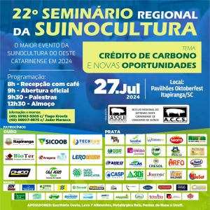 Itapiranga sediará o 22º Seminário Regional de Suinocultura