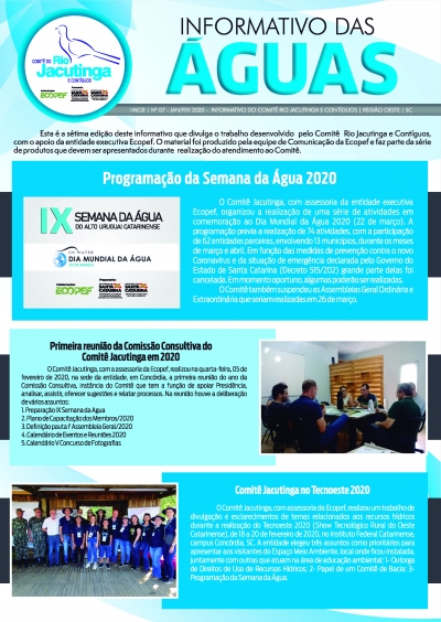 Informativo das Águas - Bimestre 01/2020 - Comitê Jacutinga
