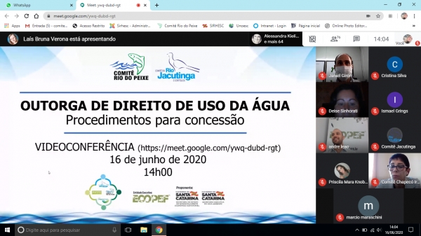 Curso de Outorga de Direito de Uso de Recursos Hídricos atrai público expressivo na internet