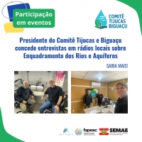 Presidente do Comitê Tijucas e Biguaçu concede entrevistas em rádios locais sobre Enquadramento dos Rios e Aquíferos