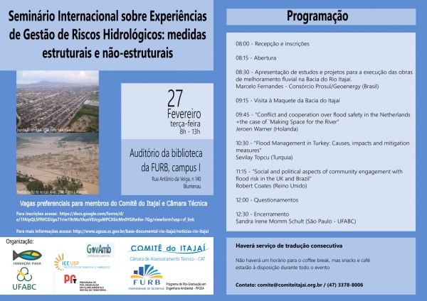 Seminário Internacional sobre Experiências de Gestão de Riscos Hidrológicos: medidas estruturais e não-estruturais