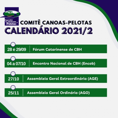 Conheça os compromissos do Comitê Canoas-Pelotas no segundo semestre de 2021