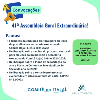 Convocação 41ª Assembleia Geral Extraordinária