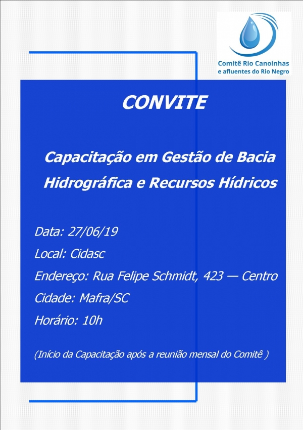 INSCRIÇÕES ABERTAS PARA A CAPACITAÇÃO GRATUITA EM GESTÃO DE BACIA HIDROGRÁFICA E RECURSOS HÍDRICOS