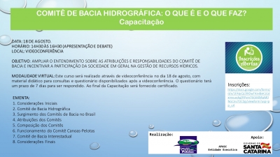 Capacitação COMITÊ DE BACIA HIDROGRÁFICA: O QUE É E O QUE FAZ?