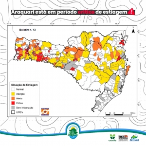 Araquari entrou em período crítico de estiagem e Barra Velha apresentou seca severa