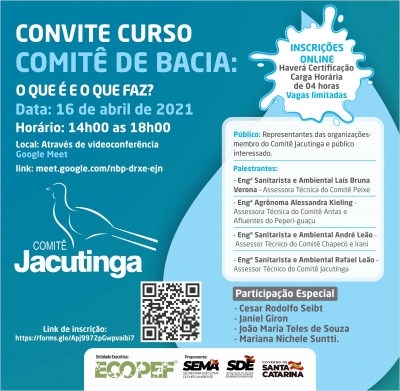 Curso “Comitê de Bacia o que é e o que faz” É realizado aos membros do Comitê Jacutinga